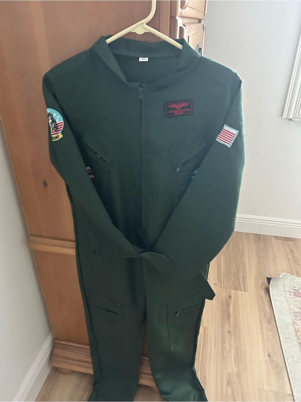 Goose Green Military Flight Jumpsuit Costume with Patches, XXL kids